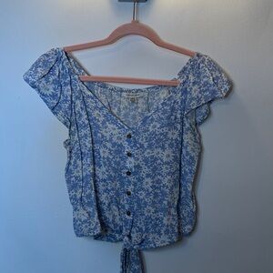 American Eagle Outfitters Blue Floral Blouse